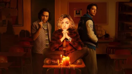 Maddie e Wally na oficina da Split River High, cercados por ferramentas e luz fria, enquanto o clima de urgência cresce com o sumiço de Simon. Espíritos na Escola