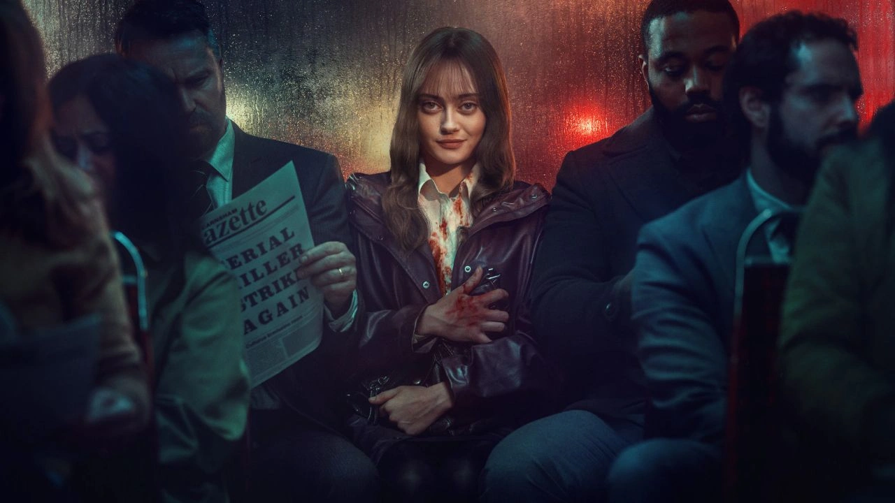 Ella Purnell como Rhiannon Lewis em cena de Sweetpea, série britânica de suspense e humor ácido no Prime Video Ella Purnell como Rhiannon Lewis em cena de Sweetpea, série britânica de suspense e humor ácido no Prime Video
