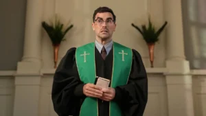 Erros Épicos chega à Netflix com comédia criminal caótica e irmãos que se afundam no pior erro possível Dan Levy em cena de Erros Épicos, série da Netflix sobre irmãos atrapalhados envolvidos com o crime organizado.